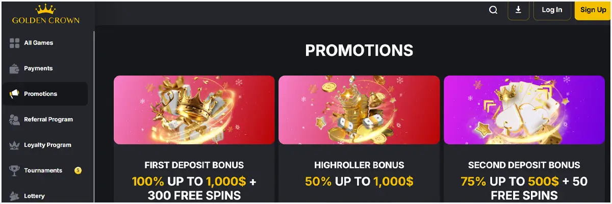 Golden Crown Casino Bonuses and Promotions