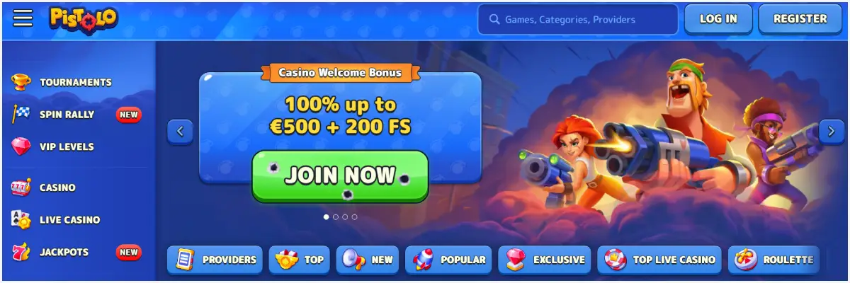 Overview of Pistolo Casino