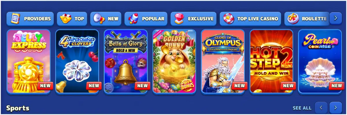 Pistolo Casino Games Selection