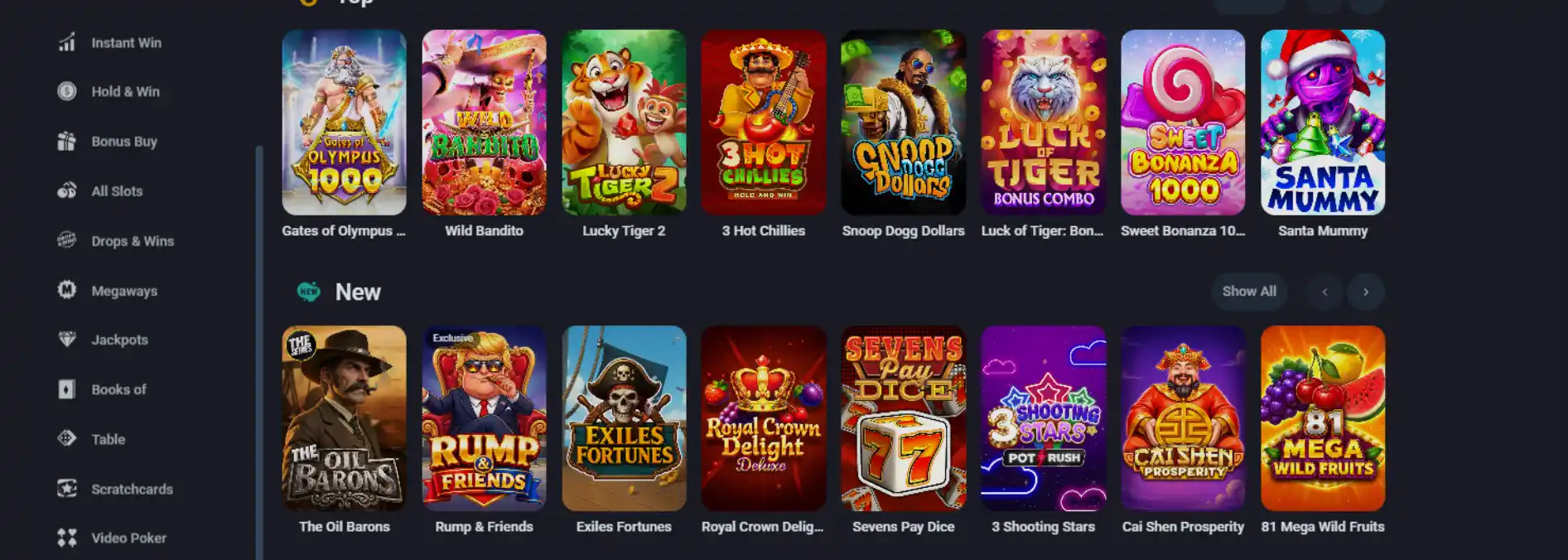 Twin Casino Games Selection