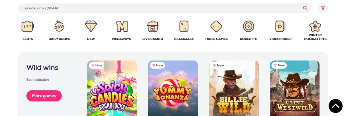 Game Selection at Wild Fortune Casino