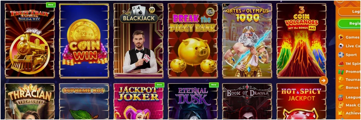 Games Selection at Wazamba Casino
