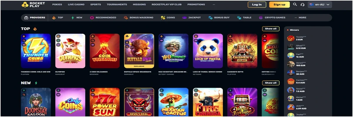 Popular Casino Games at RocketPlay